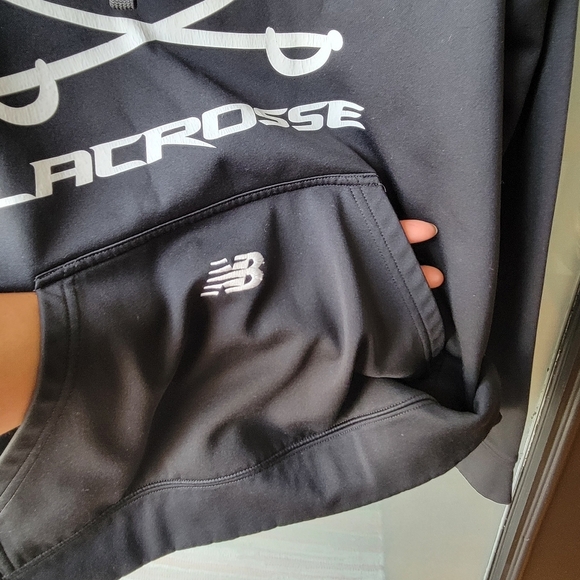 New Balance Hoodie Medium Black Graphic CAVALIERS LACROSSE Fleece Drawnstring - Picture 5 of 11